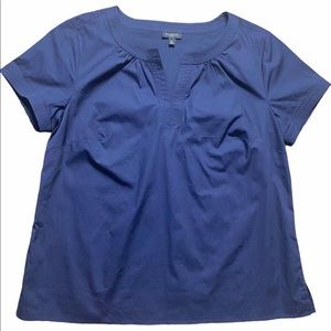 Talbots Blue Cotton Slit V neck Tunic Sz 10P